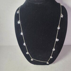 Stella & Dot Silver-Tone Modest Classic Chain Necklace With Teardrop Accents